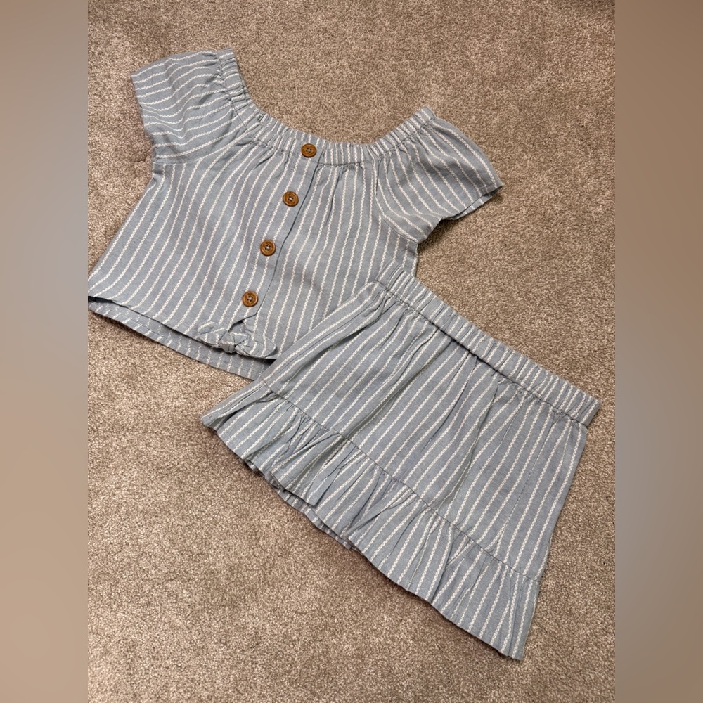 Joie Blue and White Striped Kids Skirt Set